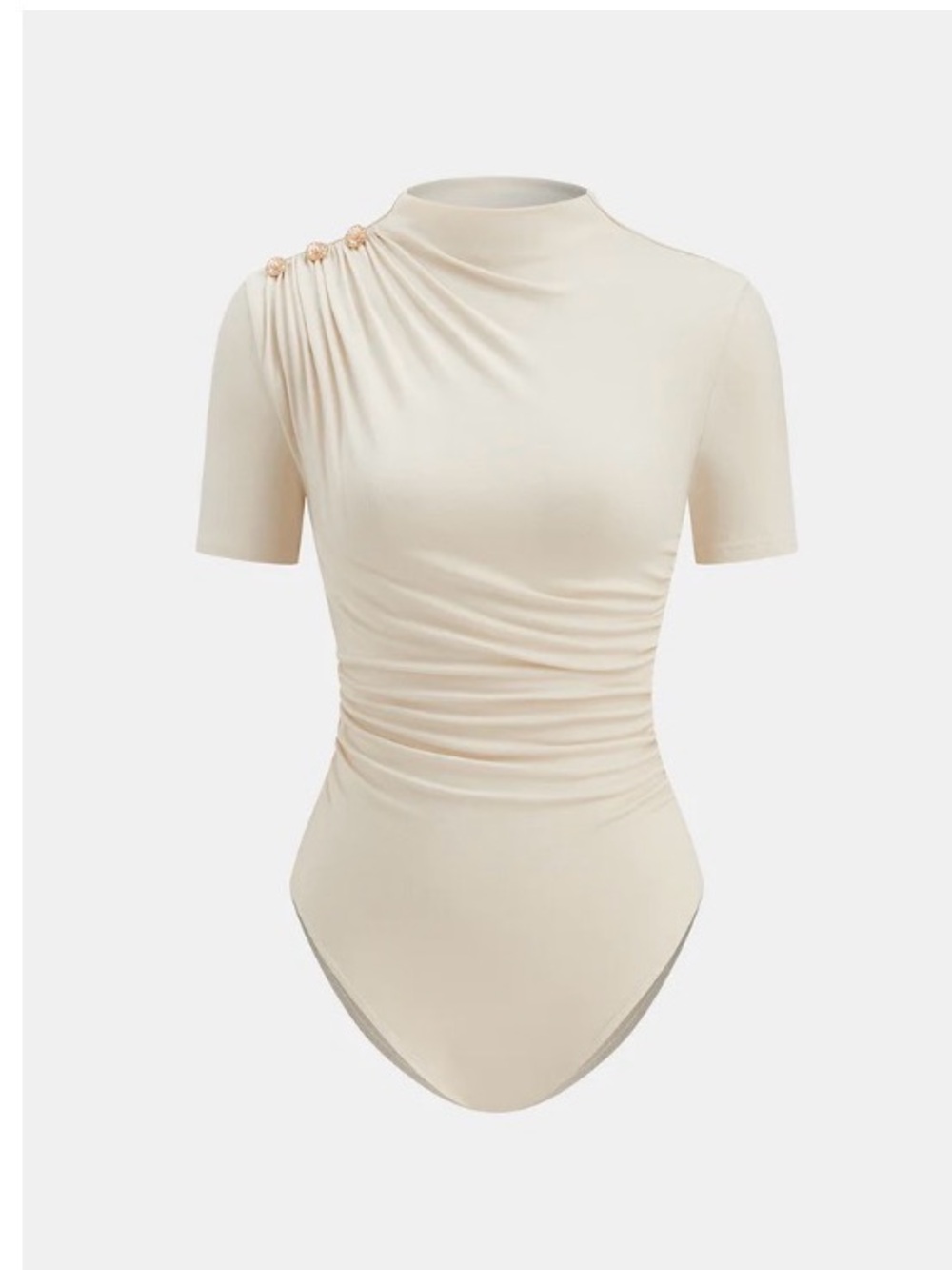 Commence metal detail mock neck Ruched Bodysuit